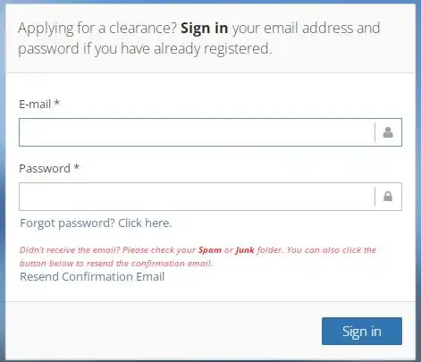 National Police Clearance Sign In