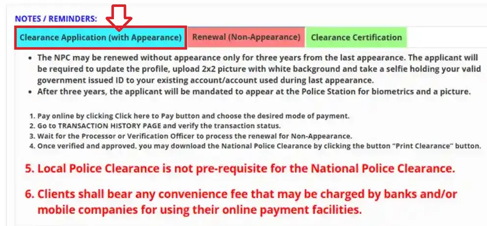 Police Clearance Renewal Online