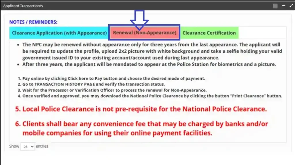 Police Clearance Renewal Online